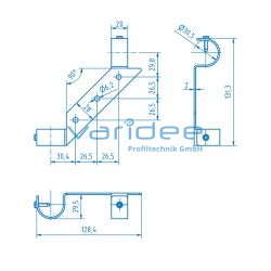 Tischplatteneinhängung Strebe D30 St, verzinkt