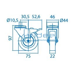 Lenkrolle D75, Doppelfeststeller, schwarz