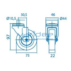 Lenkrolle D75, schwarz