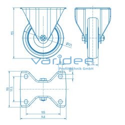 Bockrolle D125, Anschraubplatte 140x110